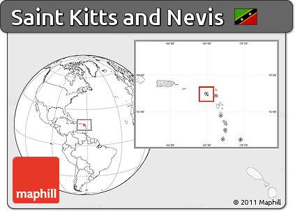 Blank Location Map of Saint Kitts and Nevis