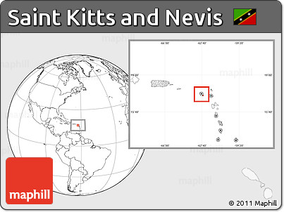 Blank Location Map of Saint Kitts and Nevis