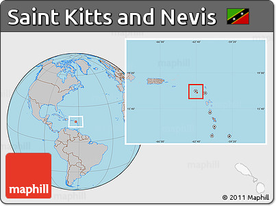Gray Location Map of Saint Kitts and Nevis