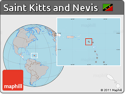 Gray Location Map of Saint Kitts and Nevis, highlighted continent