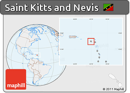 Gray Location Map of Saint Kitts and Nevis, lighten