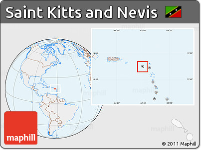 Gray Location Map of Saint Kitts and Nevis, lighten