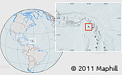 Gray Location Map of Saint Kitts and Nevis, lighten, hill shading