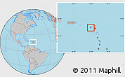 Physical Location Map of Saint Kitts and Nevis, gray outside