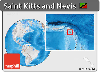 Physical Location Map of Saint Kitts and Nevis, lighten, desaturated, land only