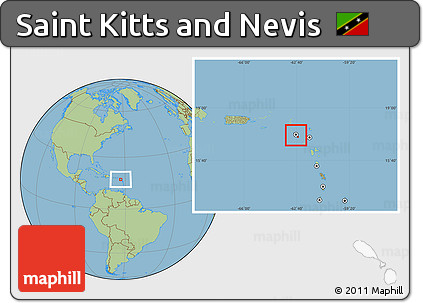 Savanna Style Location Map of Saint Kitts and Nevis