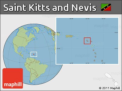 Savanna Style Location Map of Saint Kitts and Nevis