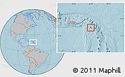 Savanna Style Location Map of Saint Kitts and Nevis, gray outside, hill shading