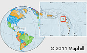 Savanna Style Location Map of Saint Kitts and Nevis, political outside, hill shading
