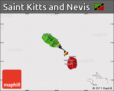 Flag Map of Saint Kitts and Nevis