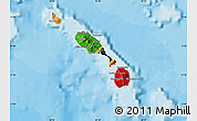 Flag Map of Saint Kitts and Nevis, political outside, flag rotated