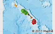 Flag Map of Saint Kitts and Nevis, political shades outside, flag rotated