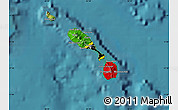 Flag Map of Saint Kitts and Nevis, satellite outside, flag centered