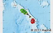 Flag Map of Saint Kitts and Nevis, shaded relief outside, flag centered