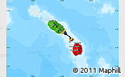 Flag Map of Saint Kitts and Nevis, single color outside, bathymetry sea