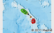 Flag Map of Saint Kitts and Nevis, single color outside, bathymetry sea, shaded relief sea, flag rotated