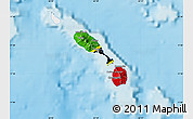 Flag Map of Saint Kitts and Nevis, single color outside, shaded relief sea, flag centered