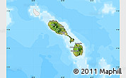 Satellite Map of Saint Kitts and Nevis, single color outside, bathymetry sea