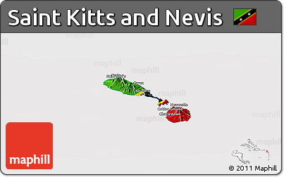 Flag Panoramic Map of Saint Kitts and Nevis, flag rotated