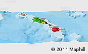 Flag Panoramic Map of Saint Kitts and Nevis, political outside, flag centered