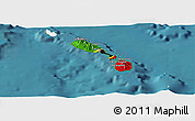 Flag Panoramic Map of Saint Kitts and Nevis, single color outside, satellite sea