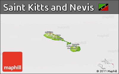 Physical Panoramic Map of Saint Kitts and Nevis, cropped outside