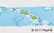 Physical Panoramic Map of Saint Kitts and Nevis, desaturated, land only