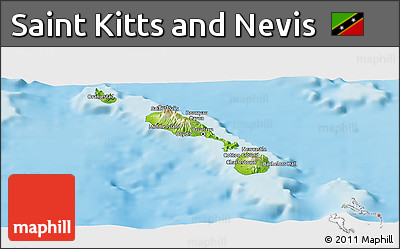 Physical Panoramic Map of Saint Kitts and Nevis