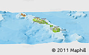 Physical Panoramic Map of Saint Kitts and Nevis, political outside