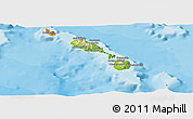 Physical Panoramic Map of Saint Kitts and Nevis, political shades outside
