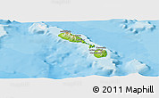 Physical Panoramic Map of Saint Kitts and Nevis, single color outside, bathymetry sea, shaded relief sea