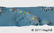 Political Panoramic Map of Saint Kitts and Nevis, darken