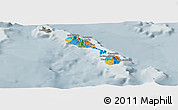 Political Panoramic Map of Saint Kitts and Nevis, semi-desaturated