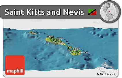 Satellite Panoramic Map of Saint Kitts and Nevis