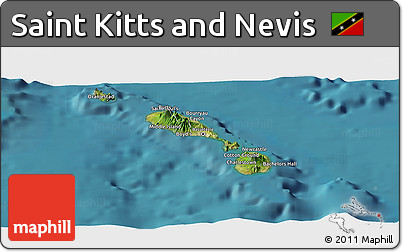 Satellite Panoramic Map of Saint Kitts and Nevis