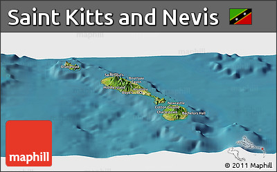 Satellite Panoramic Map of Saint Kitts and Nevis