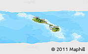 Satellite Panoramic Map of Saint Kitts and Nevis, single color outside, bathymetry sea