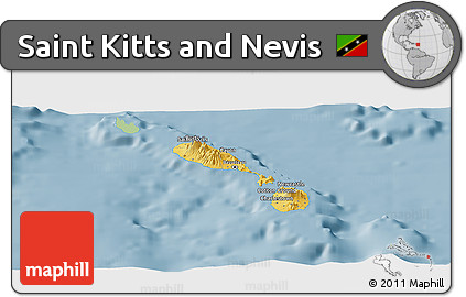 Savanna Style Panoramic Map of Saint Kitts and Nevis, single color outside