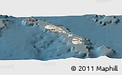 Shaded Relief Panoramic Map of Saint Kitts and Nevis, darken