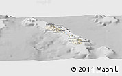Shaded Relief Panoramic Map of Saint Kitts and Nevis, desaturated