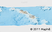Shaded Relief Panoramic Map of Saint Kitts and Nevis, lighten, land only