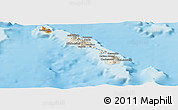 Shaded Relief Panoramic Map of Saint Kitts and Nevis, political outside, shaded relief sea