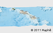 Shaded Relief Panoramic Map of Saint Kitts and Nevis, satellite outside, shaded relief sea