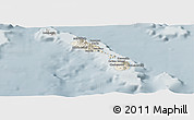 Shaded Relief Panoramic Map of Saint Kitts and Nevis, semi-desaturated