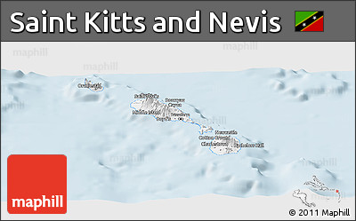 Silver Style Panoramic Map of Saint Kitts and Nevis