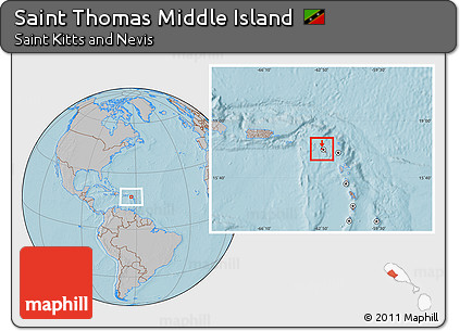 Gray Location Map of Saint Thomas Middle Island, hill shading