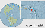 Savanna Style Location Map of Saint Thomas Middle Island, highlighted country, hill shading