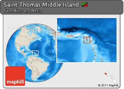Shaded Relief Location Map of Saint Thomas Middle Island, highlighted country