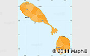 Political Shades Simple Map of Saint Kitts and Nevis, single color outside, borders and labels