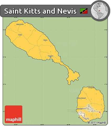Savanna Style Simple Map of Saint Kitts and Nevis, cropped outside